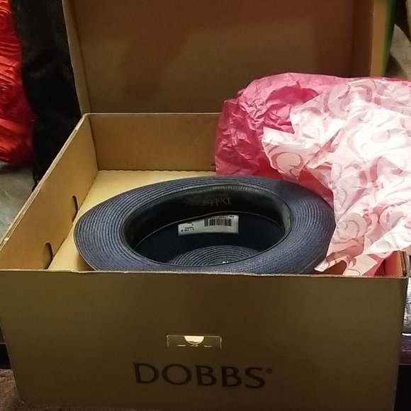 DOBBS NAVY BLUE STRAW HAT - Picture 1 of 7